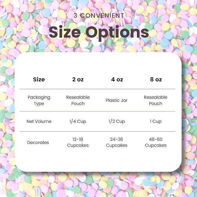 Pastel Confetti Sprinkle Mix| Made In USA By Sprinkle Pop| Pink Yellow Purple Orange Blue White 3MM Confetti Sprinkles| Easter Sprinkles Confetti For Decorating Cakes Cookie Cupcakes Ice Cream, 4oz
