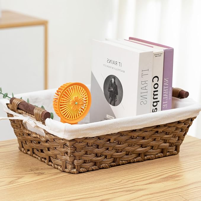 Basket - Wicker Storage Basket, Hand Woven Wicker Storage Basket for Home Storage, Dimensions 15"W x 10.6" x 5.1"H, Brown Home Storage Box