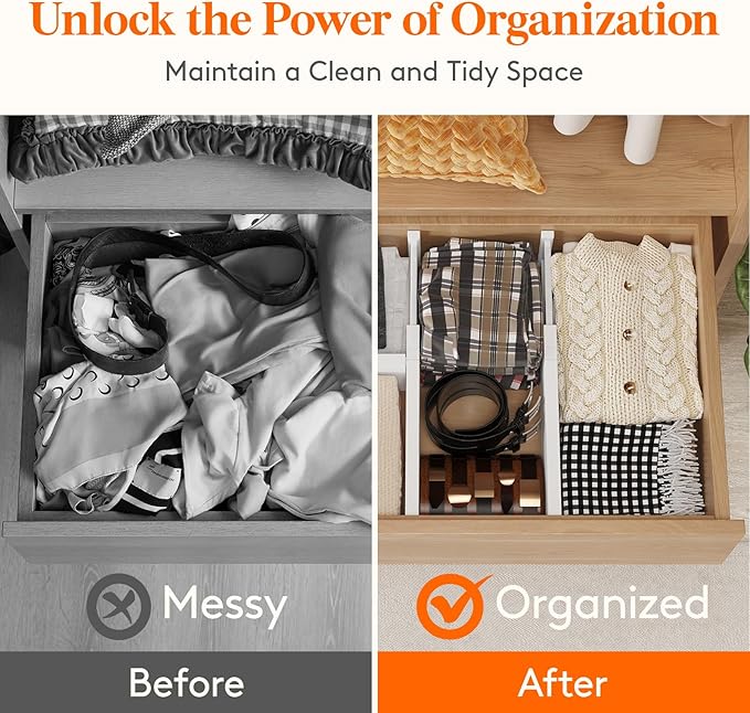 Lifewit 5 Pack Drawer Dividers 5" High, 13.5-22" Adjustable Clothes Organizers, Expandable Dresser Separators in Bedroom/Bathroom/Kitchen/Office