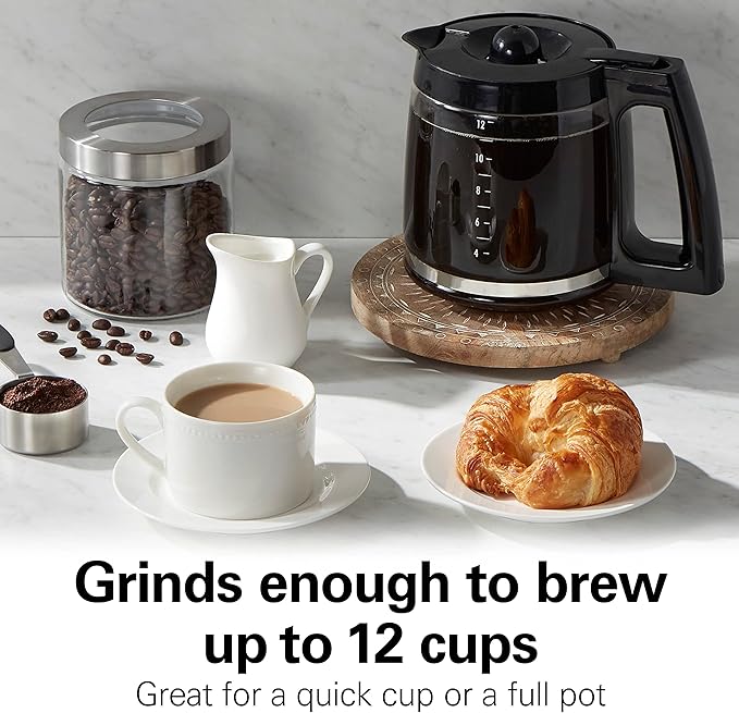 Hamilton Beach Fresh Grind Electric Coffee Grinder for Beans, Spices and More, Stainless Steel Blades, Removable Chamber, Makes up to 12 Cups, White