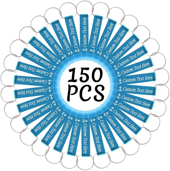 150PCS Personalized Bottle Opener Keychain Bulk Custom Beer Bottle Opener with Logo Text Engraved Wedding Bottle Opener Favors Customized Gifts for Guests Baby Shower Birthday Party-Sky Blue