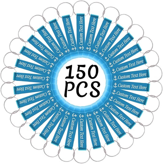 150PCS Personalized Bottle Opener Keychain Bulk Custom Beer Bottle Opener with Logo Text Engraved Wedding Bottle Opener Favors Customized Gifts for Guests Baby Shower Birthday Party-Sky Blue