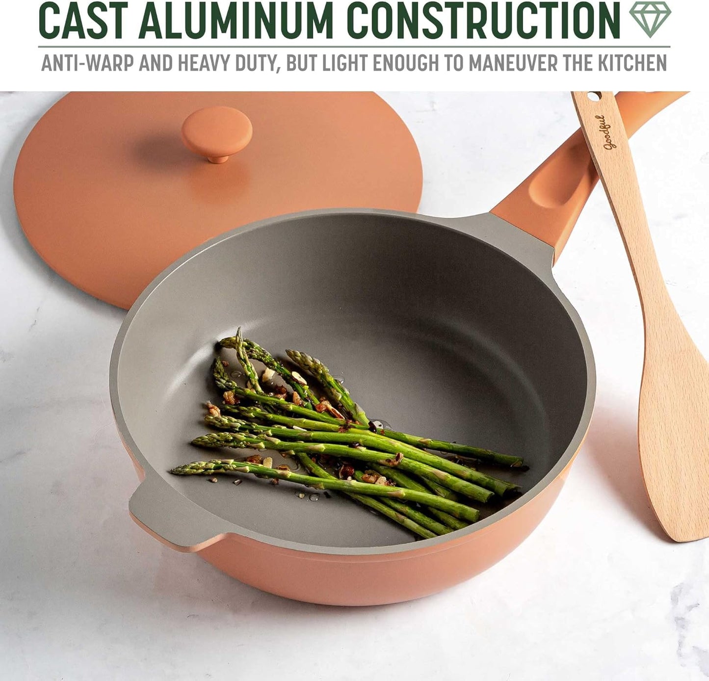 Goodful All-in-One Pan, Multilayer Nonstick, High-Performance Cast Construction, Multipurpose Design Replaces Multiple Pots and Pans, Dishwasher Safe Cookware, 11-Inch, 4.4-Quart Capacity, Terracotta