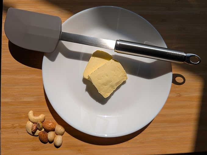 Silicone Spatula with Ergonomic Tube Handle - 18/10 Stainless Steel, Non-Stick, 428°F Heat-Resistant Scraper for Mixing, Baking & Cooking - BPA-Free, Dishwasher Safe