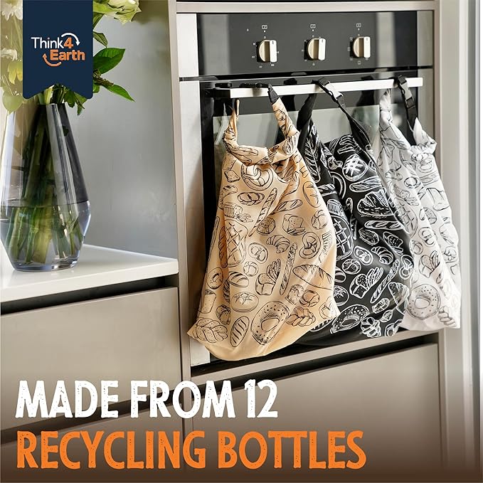 THINK4EARTH® Premium Brown Reusable Bread Bags for Homemade Bread – Durable & Washable (2 Pack)