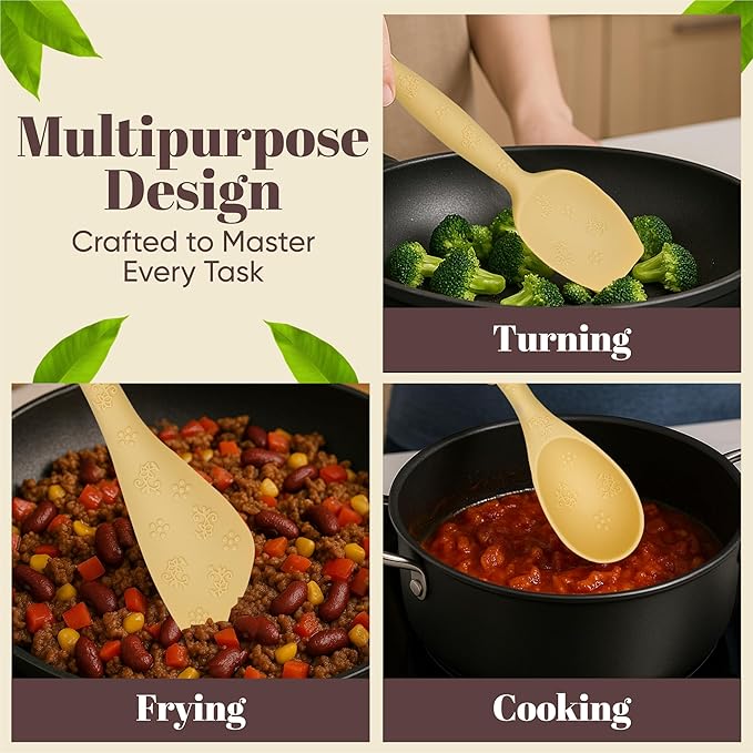 JIG TRIO 3 Piece Double Headed Silicone Spatula Set – Yellow – Heat Resistant Kitchen Tools for Baking, Mixing & Cooking – BPA Free, Dishwasher Safe, Gift Ready