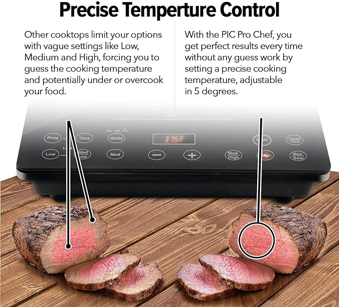 Nuwave Pro Chef Induction Cooktop, NSF-Certified, Commercial-Grade, Portable, Powerful 1800W, Large 8” Heating Coil, 94 Temp Settings 100°F - 575°F in 5°F, Shatter-Proof Ceramic Glass Surface