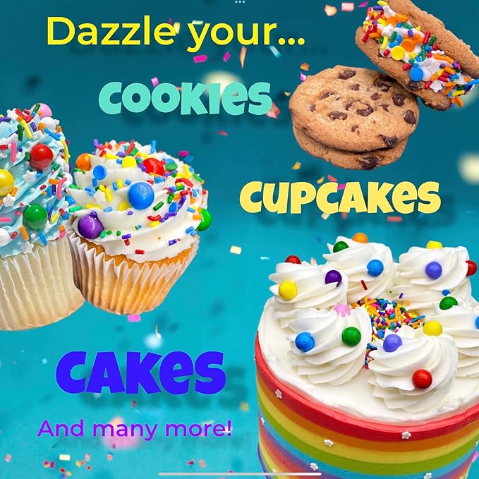 Manvscakes Sprinkles- Edible Cake and Cupcake Sprinkles with Assorted Shapes and Sizes for Parties, Metallic Sprinkle Mix for Cookies, Ice Cream, Cake and Cupcake Decorating, 4 oz (Primary)