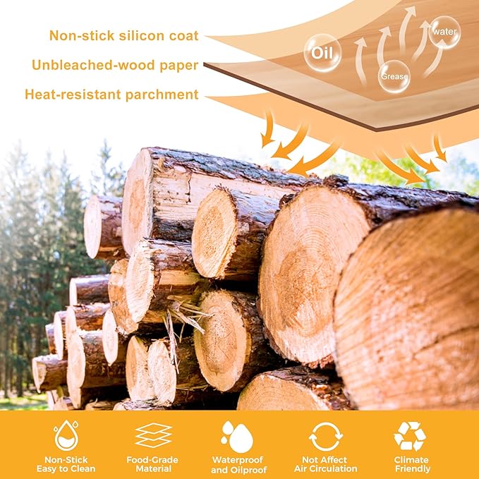 Air Fryer Paper Liners: 250Pcs Parchment Paper Sheets, Air Fryer Liner Disposable, Oilproof Waterproof Airfryer Basket Liner Square (6.5inch)