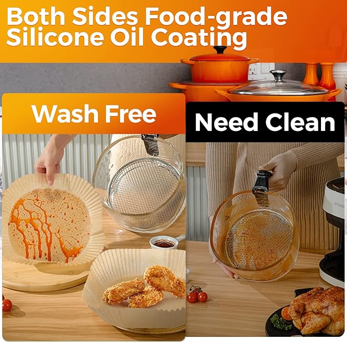 Vailnd Air Fryer Liners Disposable, 100Pcs 9 Inch Max Xl Large Cooker Airfryer Paper Liners, Oil Proof Parchment Sheets Square Basket Baking Liner for 8/10/11/12 QT Air Fryer Microwave