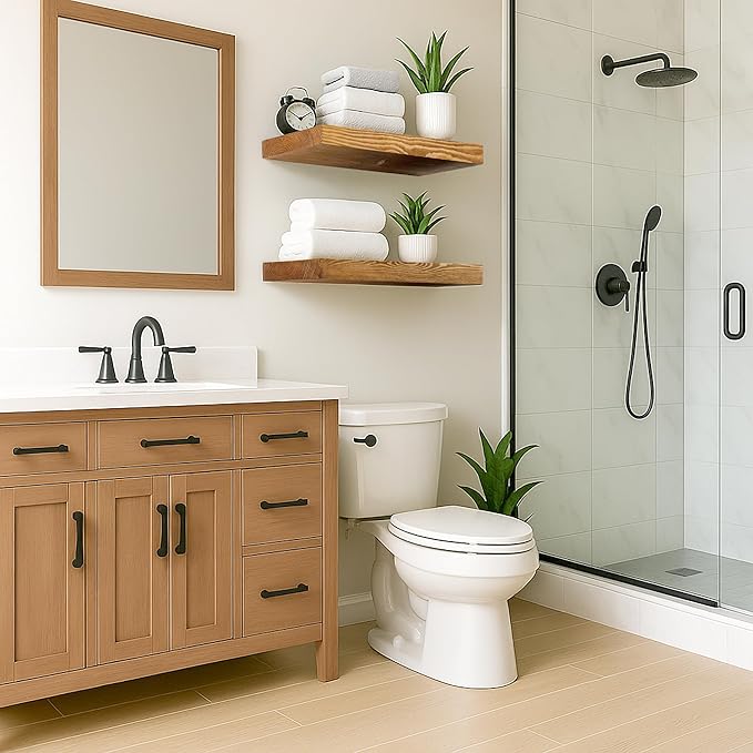 Rustic Floating Shelves 24 inch Long 8 inch deep Set of 2, Solid Wood Wall Shelves for Bedroom Living Room Kitchen,Book Shelf for Wall, Wall Mounted Shelves with Hidden Bracket- Golden Oak