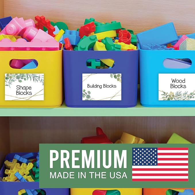 Name Tags Sticker - 56 Nametags for Classroom, Name Tag Stickers for Kids, Adhesive Classroom Labels for Teachers, Nametags Sticker for Clothes, Decorative Labels, Greenery Cubby Tags