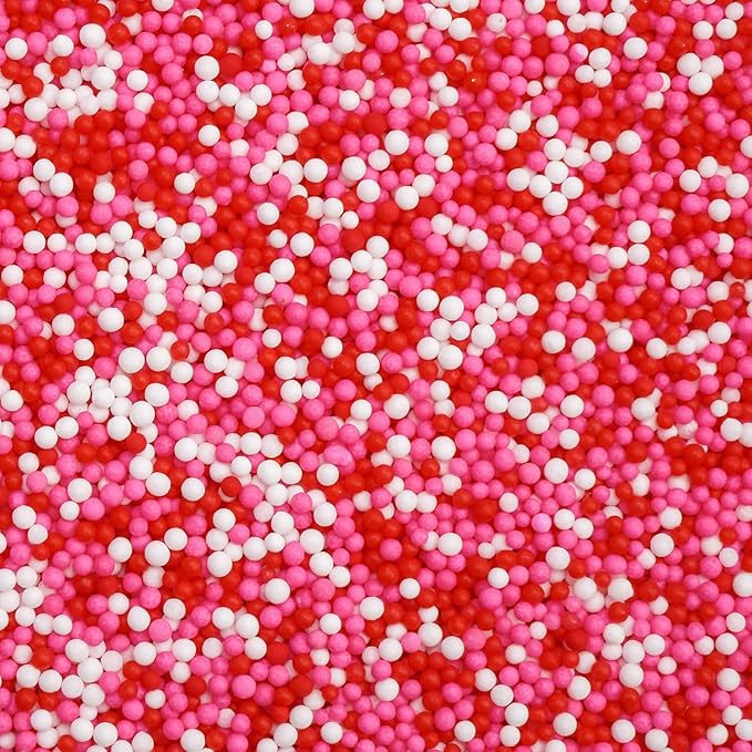 Pink Nonpareils Sprinkles, Edible Sprinkles For Cake Decorating, Pink Red and White Candy, 150g/5.29oz, Cupcake Topper, Cake Decoration, Mother's Day, Valentine's Day, Wedding Party Supplies