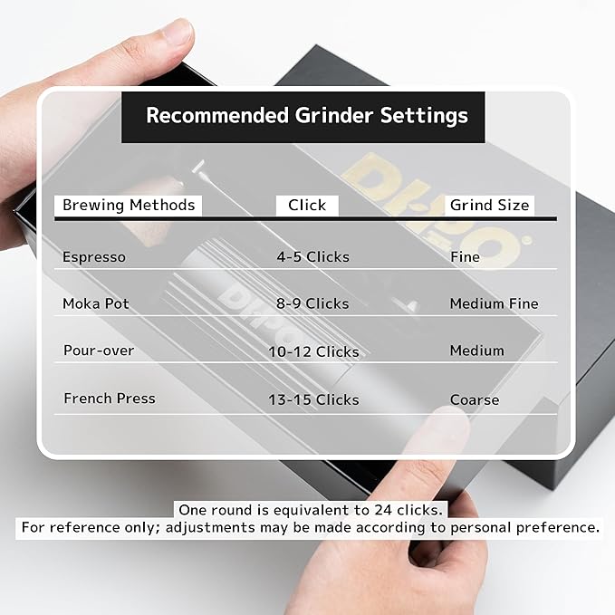 DHPO Sky-Two Manual Coffee Grinder With 7 Axis Stainless Steel Conical Burr Mill, 20g Portable Hand Coffee Grinder With Foldable Handle For Espresso, Drip, French Press, Camping, Travel, Home, Black