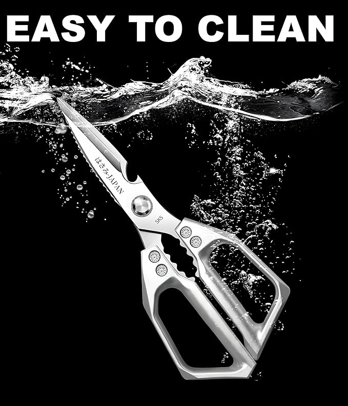 Kitchen Scissors, All Purpose，Ultra Sharp Japanese Meat Scissors，Heavy Duty Silver Cooking Scissor，Dishwash Safe Stainless Steel Kitchen Shears for Food, Chicken Bones, Turkey