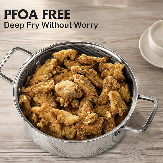 Saute Pan,Hybrid Non Stick 5 Quart Everyday pan,Chicken Fryer, PFOA Free Cookware,12 inch Deep Frying Pans with Lid,Dishwasher and Oven Safe,Works on Induction,Ceramic and Gas Cooktops