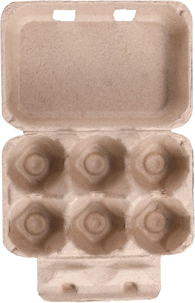 Half Dozen Vintage Egg Cartons 50 Pack, Blank Natural Pulp Egg Cartons 6 Count for Chicken Eggs Reusable, Storage Tray Strong for Holds Up to Six 6 Huevo Carton Cardboard Paper Holder Container