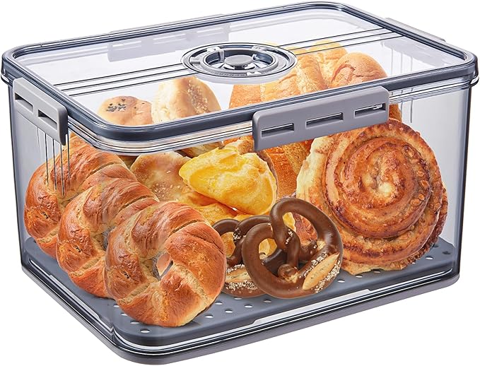 Bread Box for Homemade Bread Boxes for Kitchen Counter Airtight, Time Recording Bread Storage Container with Lid, Bread Containers Storage Airtight Loaf Bread Keeper, Large