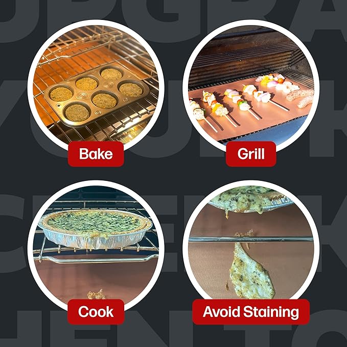 Cooks Innovations Non-Stick Oven Protector Mat - 2 Heavy Duty Nonstick Rack Liners to Protect Convection, Electric, Gas & Microwave Ovens - BPA & PFOA Free Heat Resistant Baking Mat