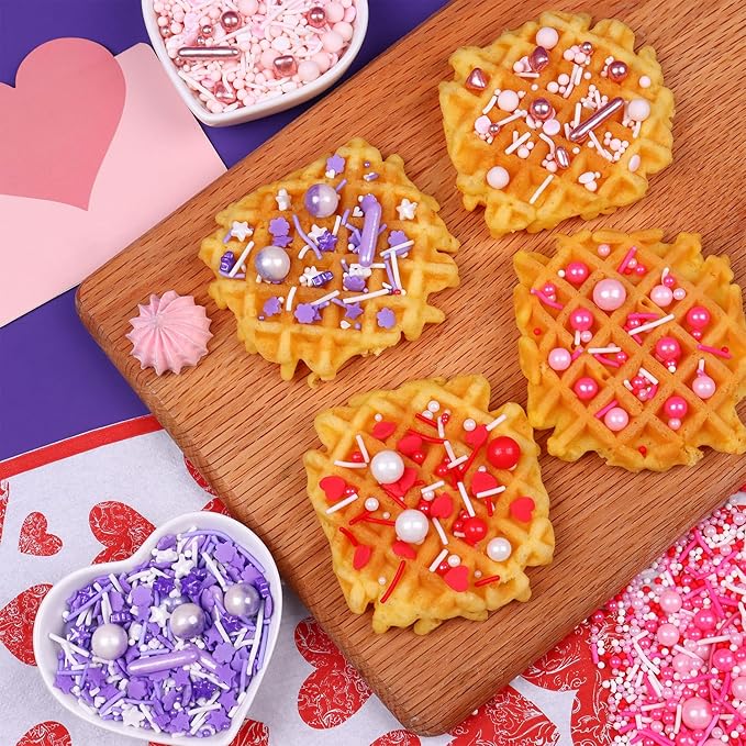 Purple Sprinkles for Cake Decorating 4.23ounce - Sugar Mix Contains Star & Pearl Sprinkles for Cupcake Toppers, Ice Cream, Candy, Cookie Decorations - Holiday Party Supplies