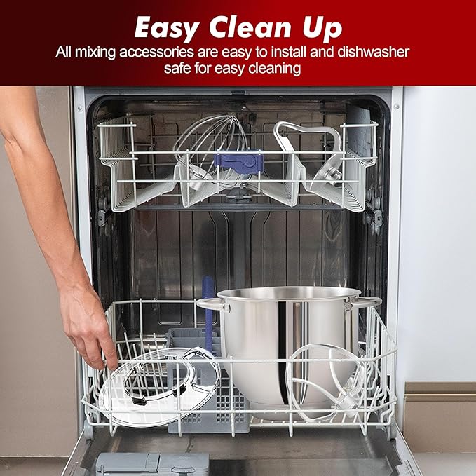 Aucma Stand Mixer, 900W 8QT Large Kitchen Mixer, Kitchen Electric Mixers with Dough Hook, Wire Whip & Beater (Red, 8QT)