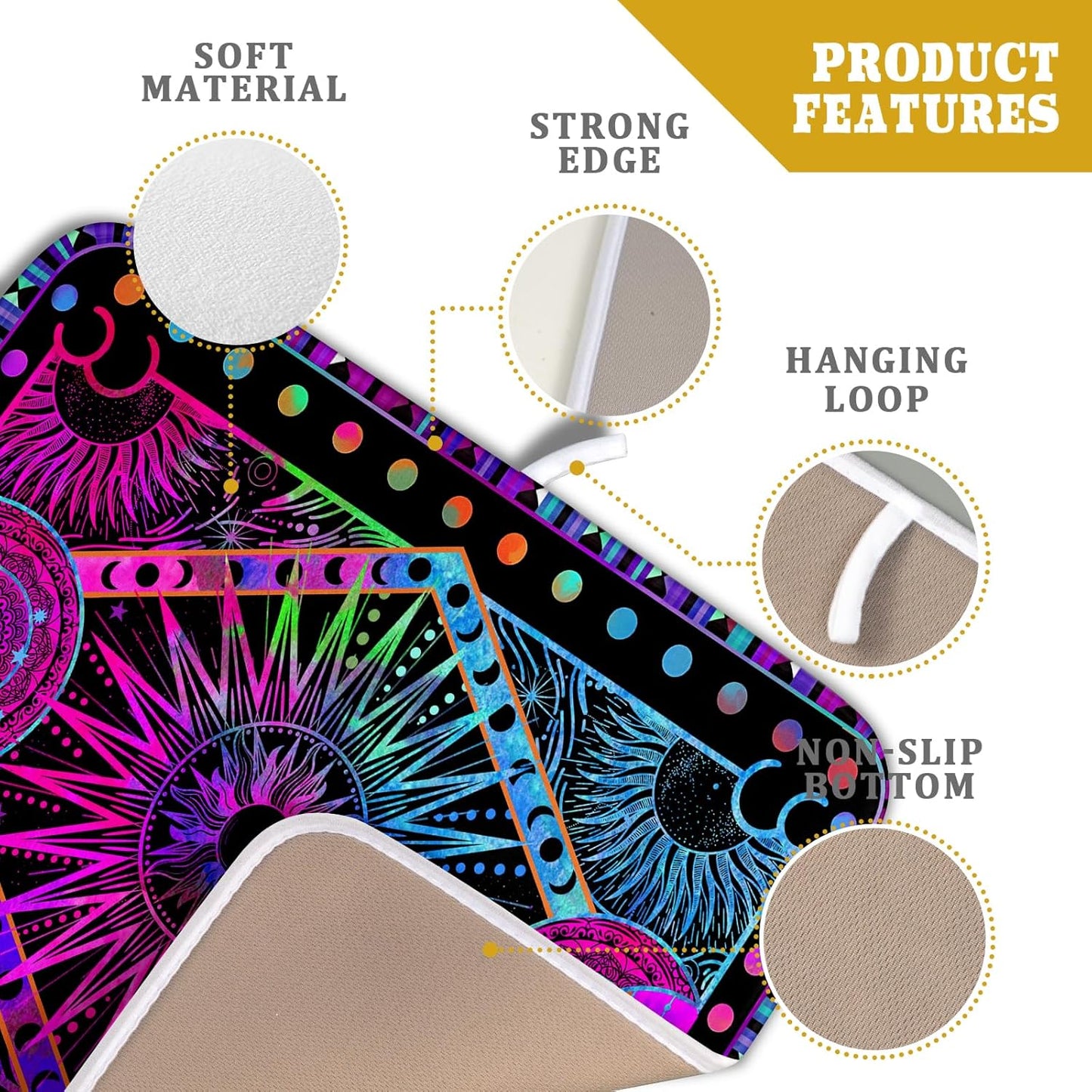 Purple Absorbent Dish Drying Mat Sun and Moon Microfiber Drying Pad for Kitchen Counter Decor Small