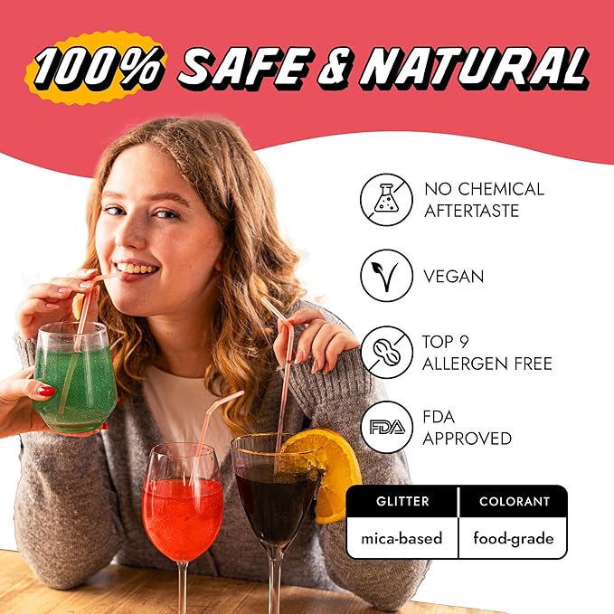 MONÉGASQUE Sakura Pink Edible Glitter for Drinks 10g – Pink Edible Glitter for Cakes & Cocktails – Halloween Drink Shimmer Powder – Sparkles for Drinks – Food & Cake Decorations Spray Sprinkles