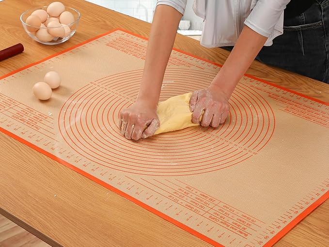 Silicone Pastry Mat 34x26 Inch Nonstick Baking Mat -Perfect for Doug, Pastry, Dough Rolling, Kneading Board, Pie Crust, Fondant, Pasta/Pizza, Kitchen Counter Mat