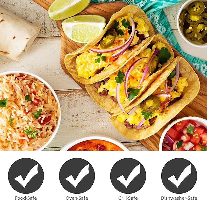 Smithcraft Stainless Steel Taco Holder Set - Stand with Handle, Holds Up to 3 Tacos Each