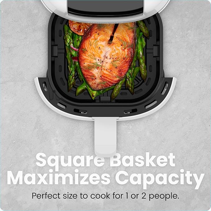 CHEFMAN 2 Qt Mini Air Fryer – Digital Space-Saving Compact Air Fryer with Nonstick and Dishwasher Safe Basket, Quick & Easy Meals in Minutes, Features Digital Timer and Shake Reminder – White