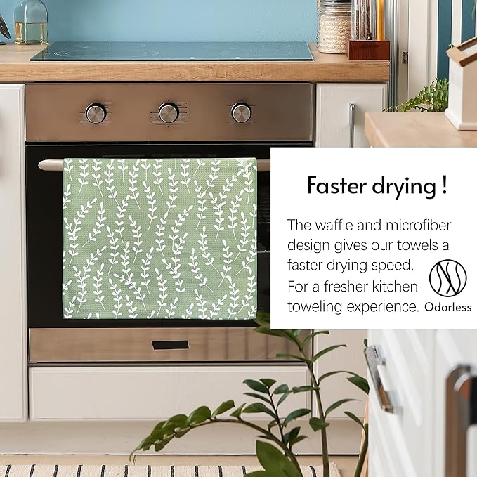 Kitchen Towels, 18" x 30" Tea Towels for Kitchen, Premium Microfiber Dish Towels for Kitchen Drying, Blush Garden Series, 2-Pack