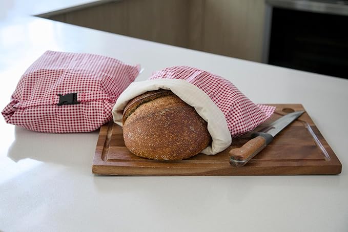 2 XL Beeswax Bread Bags for Homemade Sourdough, Produce, Sandwiches & Lunchbox Use - Reusable Bread Storage Bags, Washable (2-Pack)