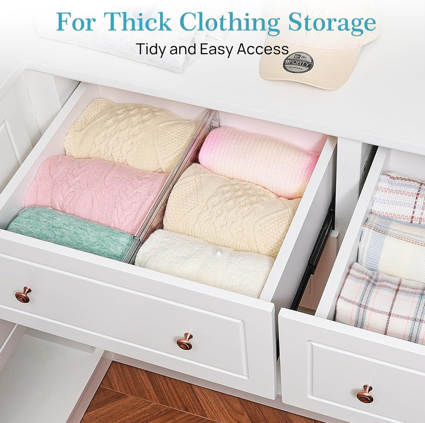 Vtopmart 10 Pack 6" Tall Upgrade Drawer Dividers for Big and Deep Drawer, 12.8"-22.3" Adjustable Expandable Dresser Drawer Organizer, Clear Plastic Separators for Dresser, Baby Supplies, Kitchenware