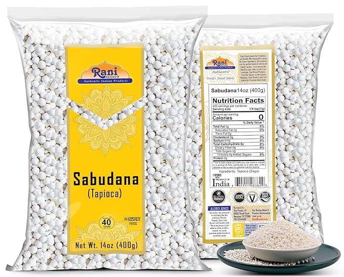 Rani Sabudana (Tapioca/Sago) Pearls 14oz (400g) ~ All Natural | Vegan | No Colors | NON-GMO | Indian Origin