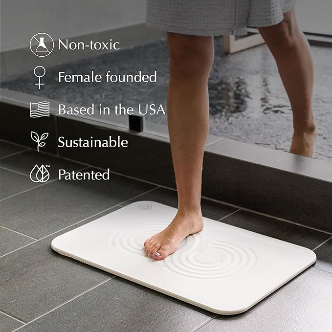 Dorai Home Bath Stone Mat 23.6"x15.4"| Luxury Diatomite Stone Bath Mat |Quickly Removes Water | Non-Slip, Quick-Dry Stone Bath Mat for Bathroom | Zen Sandstone - 2 Pack