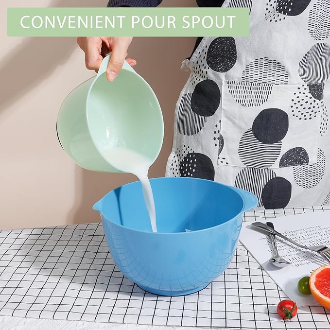 BoxedHome Classic Mixing Bowl Set, BPA Free Plastic, Microwave and Dishwasher Safe, 4.5 quarts (Sapphire)