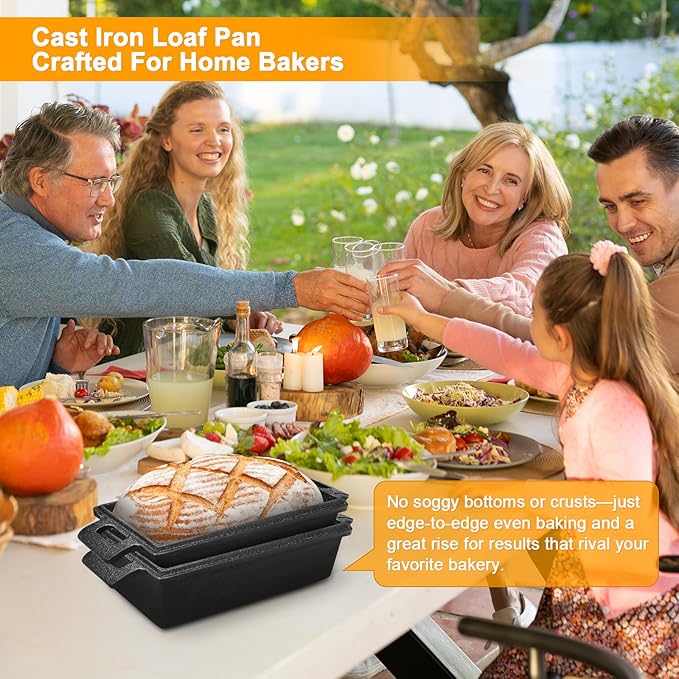 2 Piece SetCast Iron Loaf Pan,Bread Pans for Homemade Bread with Lid Homemade Sourdough and Meatloaf, Bread Oven Cast Iron Cookware