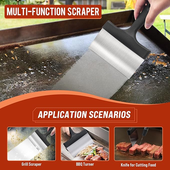 Griddle Cleaning Kit for Blackstone, Flat Top Grill Cleaning Kit with Grill Stone, Griddle Scraper & Griddle Brush Easy to Remove Stain