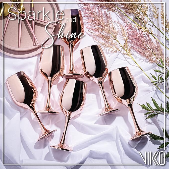 Vikko Decor Fancy Wine Glasses, 14 Oz With Stem, Thick and Durable, Dishwasher Safe, Great for Wine Tasting, Set of 12