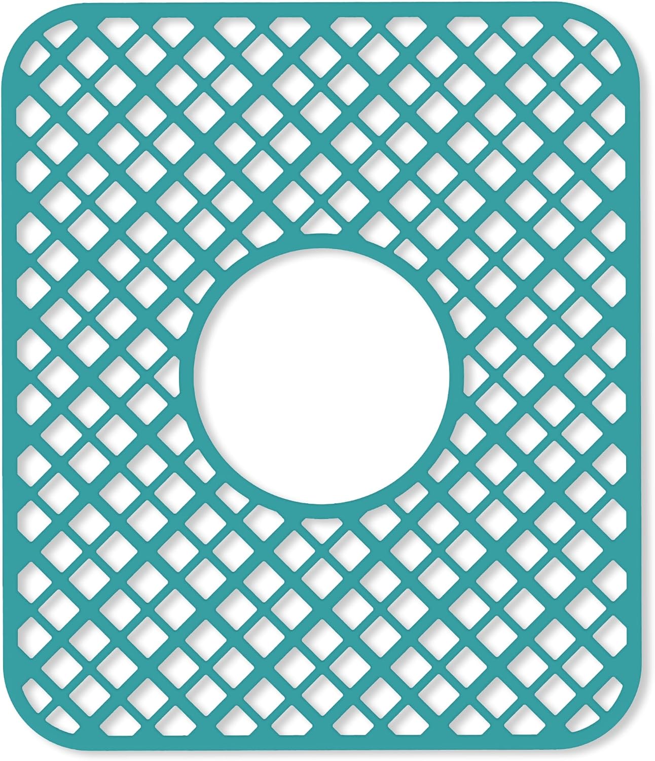 2 Pack Silicone Sink Protector for Kitchen Sink, Lozenge Pattern 13 x 11 inches Sink Grid Mat Silicone Protectors, Center Drain, Green