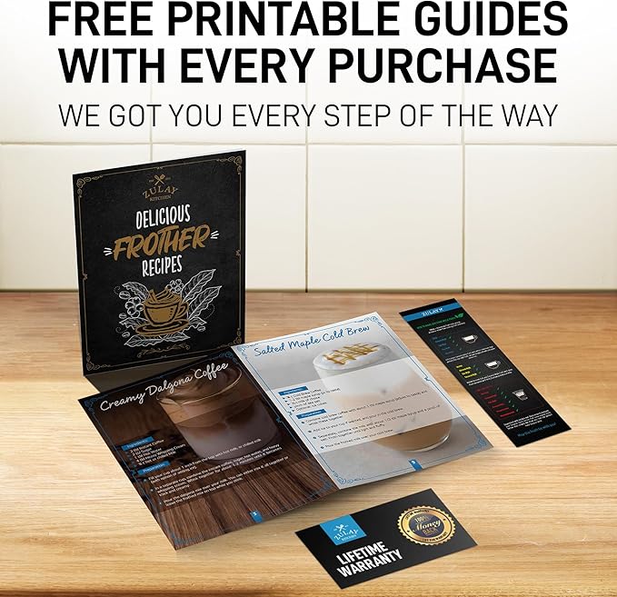 Zulay Kitchen Powerful Milk Frother Wand With 4 AA Duracell Batteries - Ultra Fast Handheld Drink Mixer - Electric Whisk Foam Maker for Coffee, Lattes, Cappuccino, Matcha & Creamer -