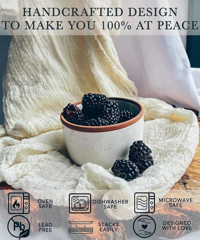 Mora Ceramic Ramekins - 8oz, Set of 6 - Small Oven Safe Baking Dishes/Cups - For Personal Pudding, Creme Brulee, Souffle, Serving Dip, Custard, Ice Cream - Single Mini Bowls - Vanilla White