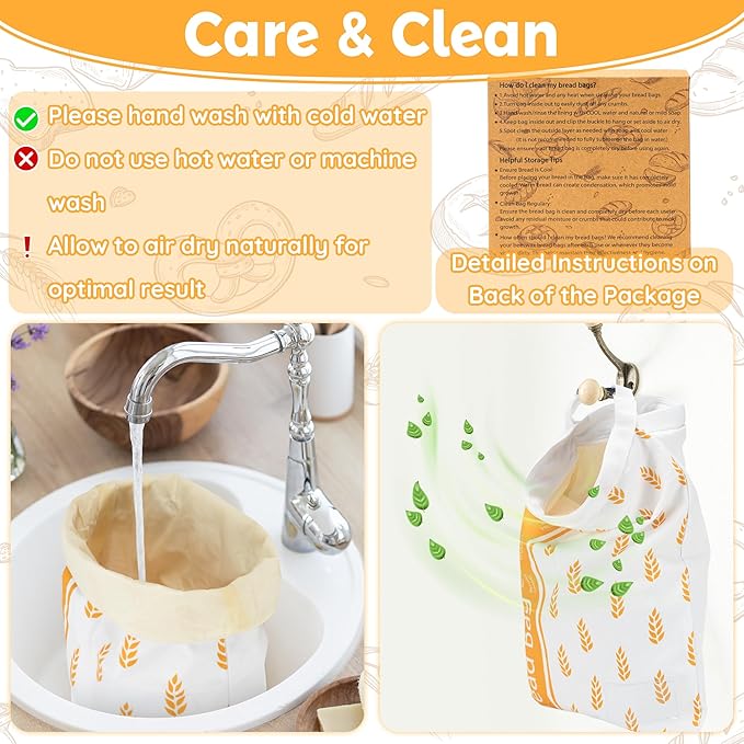 Reusable Beeswax Bread Bag for Homemade Bread & Sourdough Loaf, Fridge-Safe Storage Container with Dual-Zip Freshness Lock & Lables Cards Note Dates on, Natural Cotton & Beeswax Lining Keep Fresh