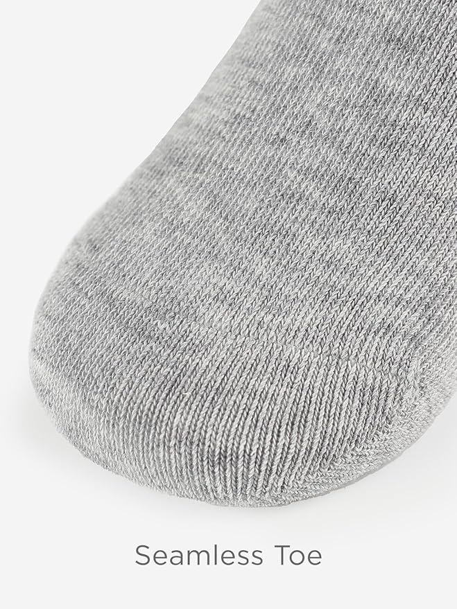 COTTON DAY Unisex Little Kids Youth Boys Girls Soft Cotton Crew Dress Socks Seamless Toe Black White Gray Navy 6 Pack