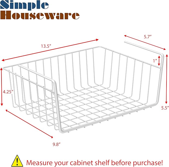Simple Houseware 6PK Under Shelf Basket, White