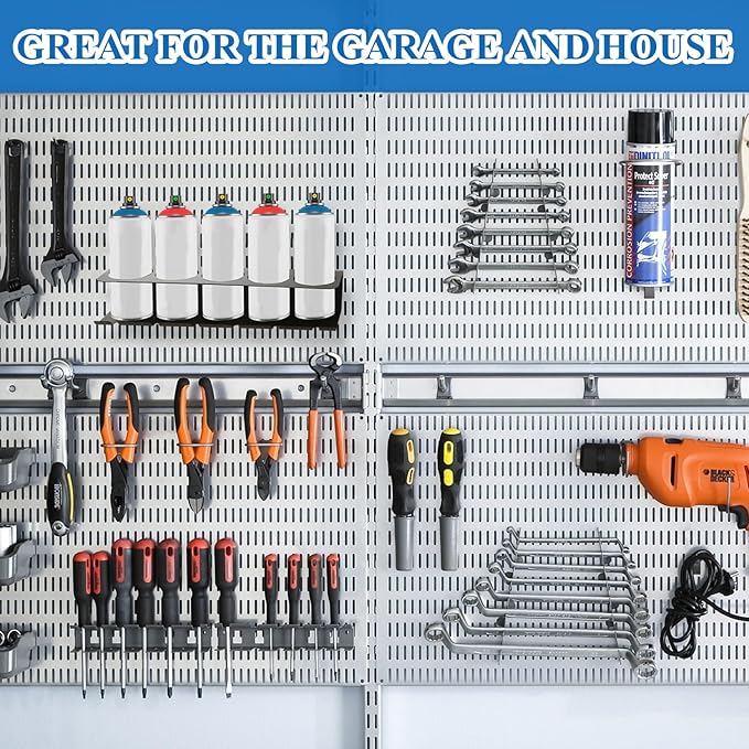 4Pcs Can Holder Rack Organizer Spray Bottle Holder Wall Mount Heavy-Duty Iron Can Storage for Garage And Workspace, Black 16.5×3.5×3.9inch with Five 3-Lnch Diameter Holes