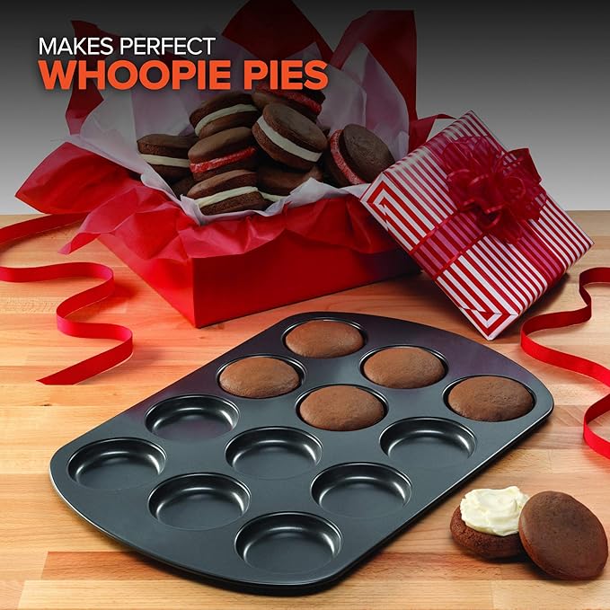 EXULTIMATE Muffin Top Pan Professional Pansuffin Pan Non Stick 12 Cavity Baking Moon Pie Whoopie Pie Hamburger Bun