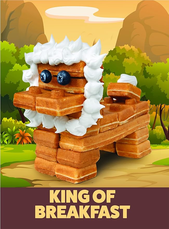 Building Brick Electric Waffle Maker- Cook Fun Buildable Waffles, Pancakes in Minutes- Build Houses, Cars & More Out of Stackable Waffles- Bite Sized for Kids, Nonstick Iron Recipes Included, Fun Gift