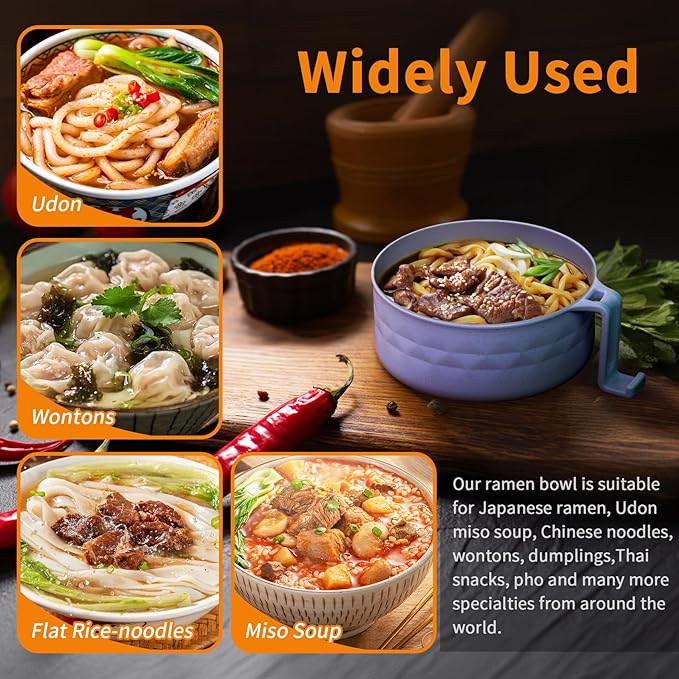 Ramen Cooker,Microwave Ramen Bowl,Ramen Noodle Bowl,College Dorm Room Essentials for Girls for Boys, Portable Noodle Bowls,for Home Office Dorm Room College gift,BPA-Free(Light Purple)