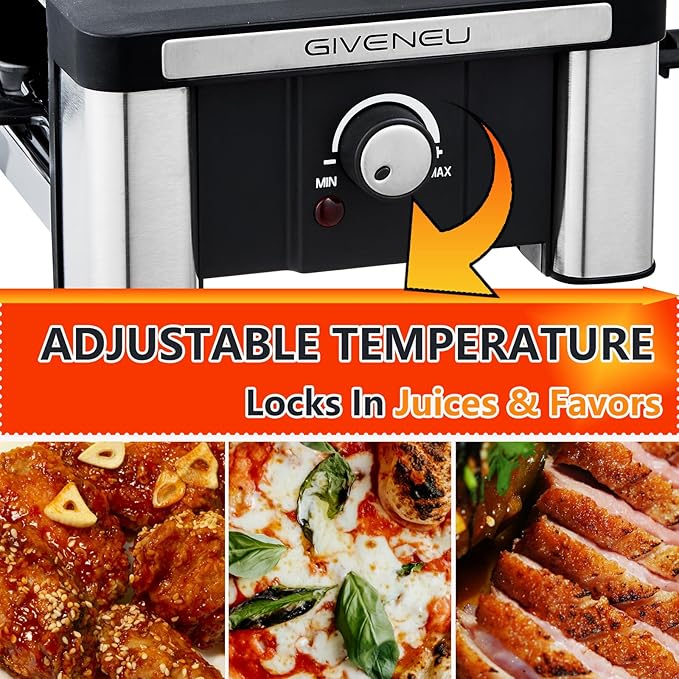 Raclette Grill, Electric Indoor Grill Table Portable, 2 in 1 BBQ Grill with Reversible Non-stick Plate and Stone, 1200W Fast Heating with 8 Cheese Melt Pans, Temperature Control